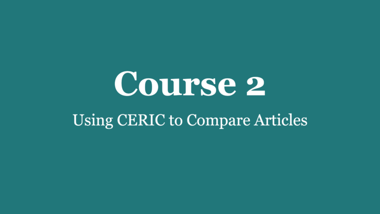 CERIC Method Foundations Course 2 (CM-F2)