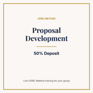 Proposal Development (3 half-days) — 50% deposit
